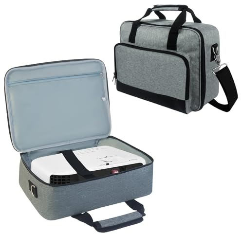 Projektor Tragetasche, Projektor Tasche mit Zubehör Aufbewahrungstaschen, verstellbare Schultergurte, tragbare Tragetasche Kompatibel mit Epson BenQ ViewSonic und den meisten Mini Projektoren (grau)