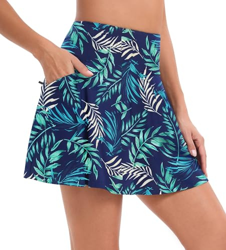 Jnsnjnr Women's Tennis Skirts with Pockets Shorts High Waist Floral Skirt Athletic Workout Golf Skorts