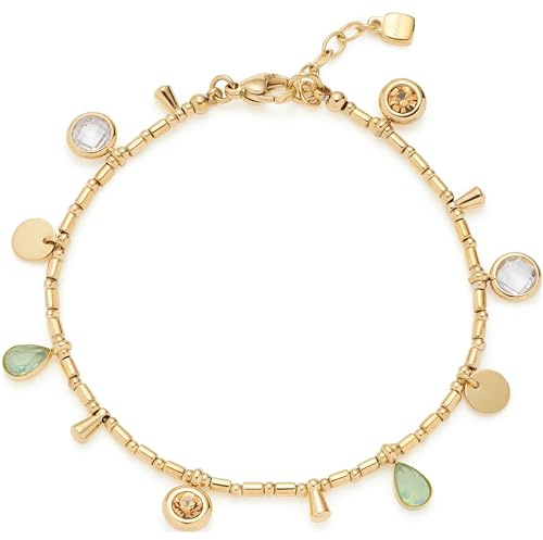 Leonardo Jewels armband Ella, armsmycken av rostfritt stål, guldfärgade cylinderpärlor med inkommande hängen, 18–20 cm längd, damsmycke, 023544, Eine Grösse, Rostfritt stål, Ingen ädelsten