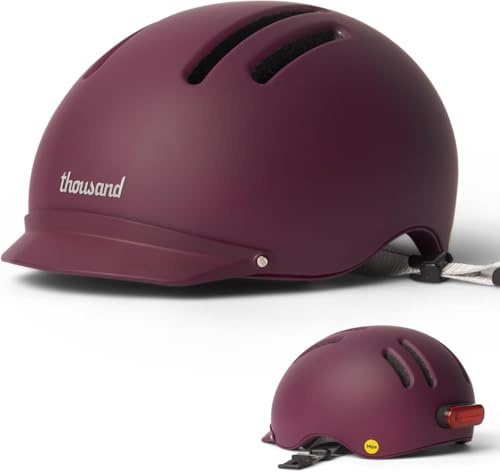 Thousand Chapter casco bici unisex adulto - Tecnologia MIPS e sistema antifurto PopLock integrato - Design leggero ventilato luce LED posteriore - Casco ciclismo uomo strada - Chapter Deep Burgundy, S
