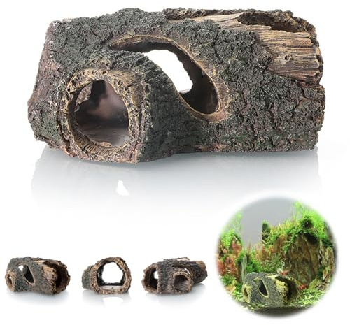 Fine jade2 Grotta per acquario in resina sintetica Betta, tronco in resina, decorazione per acquario in poliresina, paesaggio, acquario, decorazione nascondiglio per pesci (21 x 13 x 9 cm)