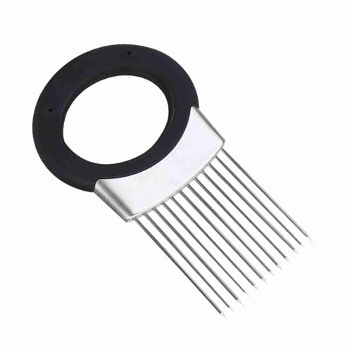 Onion Holder Vegetable Potato Slicer - Stainless Steel Fork & Cutter with Odor Remover, Non-Slip Handle