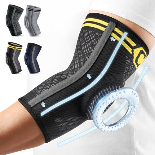 CAMBIVO Elbow Support for Men&Women 2 Pack, Upgraded Tennis Elbow Support Arm Sleeves with Gel Pad and Dual Stabilizers, Elbow Brace for Tennis, Weightlifting