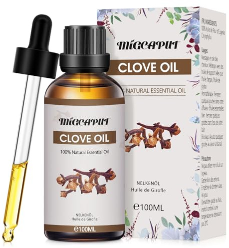 MIGCAPUT Aceite Esencial de Clavo 100ML, 100% Natural Aceite de Fragancia Premium, Aceites Esenciales de Aromaterapia para Humidificador Difusor, SPA, Masaje, Dormir, Jabón Artesanal