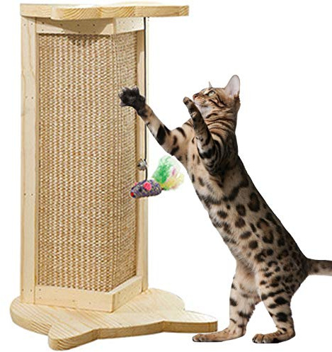 Colonne à gratter murale pour chat, coin de canapé, protection de meubles, en bois robuste en sisal naturel, anti-suspension, colonne à gratter peu encombrante