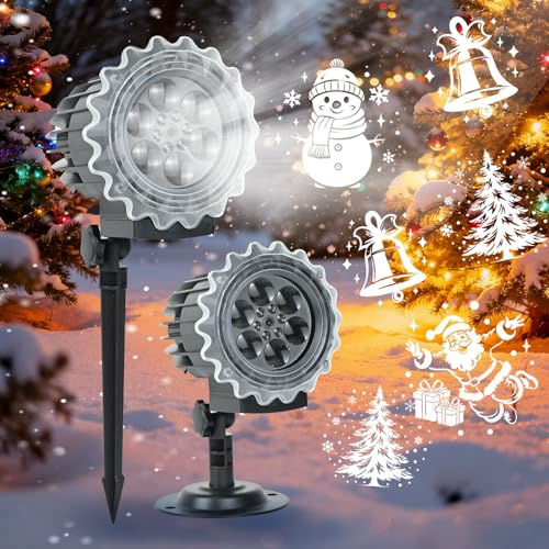 HERMORRYSS Proyector Luces Navidad, LED Proyector Copos de Nieve Lámpara de Proyección Navidad, Impermeable IP44 Exterior y Interior, Decoración para Fiesta, Festivos, Navidad (Síntesis)