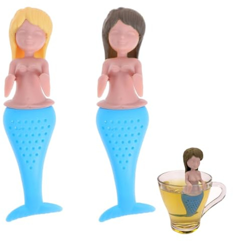 YOFDAL 2 Pcs Infusore da tè in silicone,Colini da tè in silicone a Forma di Mermaid,Infusore per Tisane,Filtro te Infusione,Colino da tè per Tutte le Tazze,Perfetto per Gli Amanti del Tè