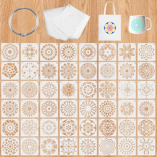 20 Pezzi Stencil per Mandala Set, 10 x 10 cm Fai da Te Stencils per Pittura