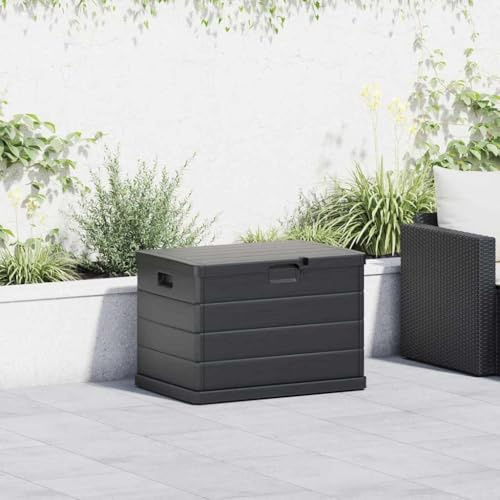 Mokuyary Scatola portaoggetti da giardino, antracite, 77,5 x 54,5 x 53 cm, in plastica, per giardino, terrazza, balcone, attrezzi da giardino, accessori per piscina