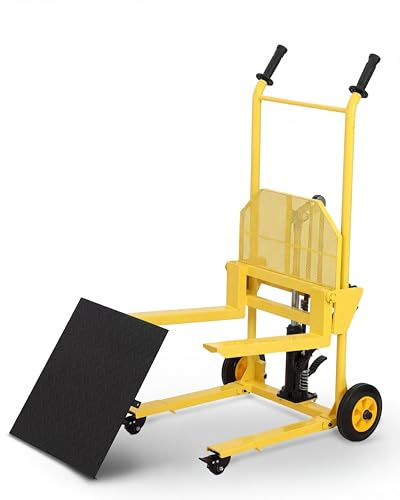 Hydraulic Material Lift with Steel Platform Board, 450 Lbs Capacity, 36 Max Lift Pallet Truck Dolly, Table Fork Lift with Adjustable-Width & Height Forks, for Garge, Workshop and Logistics Center