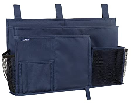 Surblue Caddy Hanging Organizer Bedside Storage Bag for Bunk and Hospital Beds, Blue, L
