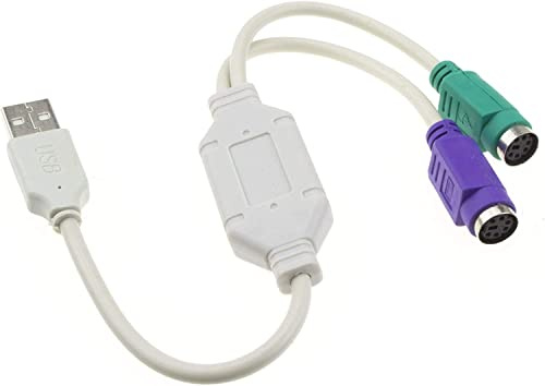 CABLEPELADO Adaptador de usb a Cable del Teclado y Ratón | Conmutador KVM | Convertidor USB para Teclado y Ratón | 15 cm | Blanco