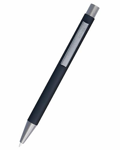 Online Kugelschreiber Soft Metal, Druckkugelschreiber aus Aluminium, auswechselbare Großraum-Mine, Schreibfarbe blau, Pure Black mit Softtouch Feeling, Metallclip