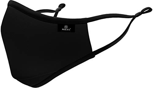 Nekava Masque noir de protection de qualité supérieure, avec pince-nez et lanières réglables. Masque en coton, masque facial en tissus lavable et durable.