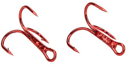 Alomejor 100 pièces hameçons aigus de pêche courbure Ronde hameçon Triple barbelé hameçons Solides en Acier à Haute teneur en Carbone pour appâts(8#)