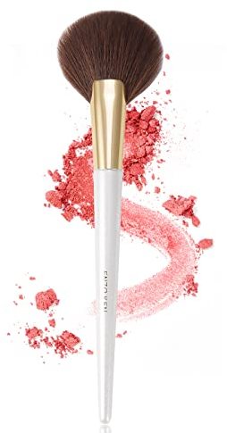 ENZO KEN Round Fan Makeup Brush, Thick Fan Brush Makeup, Fluffy Blush Brushes for Cheeks, Sculpt Blush Brushes - White, 169O
