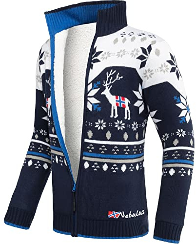 Nebulus Hommes Norvégien SVERRE, veste tricotée chaude, veste pratique et polyvalente, L