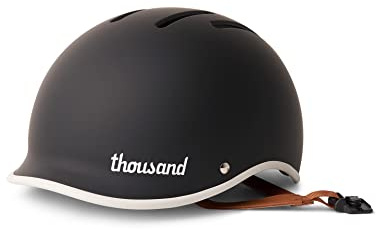 Thousand Casco bicicleta adulto Heritage – Casco mtb uomo ventilato con sistema antifurto PopLock – Ideale per bicicletta urbana, skate o pattini per uomini e donne – Heritage 2.0 Carbon Black, M
