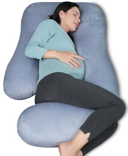 MOON PARK Pregnancy Pillows for Sleeping - 57 Inch U Shaped Full Body Maternity Pillow with Removable Cover - Support for Back, Legs, Belly, Hips - Pregnancy Pillow for Women - Grey