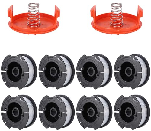 LEAZZLE 8 Rocchetto Filo Tagliabordi 1 Copertura 2 Molla Nylon Filo Tagliabordi Bobina Compatibile con Black&Decker Decespugliatori di Ricambio per Tosaerba Ricambi per Molti Tipi di Rasaerba