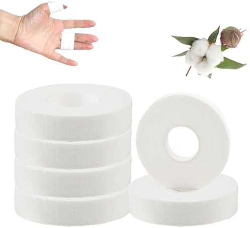 ANAMPION Tape Sportivo,6 Rotoli(totale 60M) Tape Dita,100% Cotone Non Elastico Ipoallergenico,Nastro Fasciature Strappabile,Professionale Nastro Adesivo Per Arrampicata,Pallavolo,Boulder,Basket