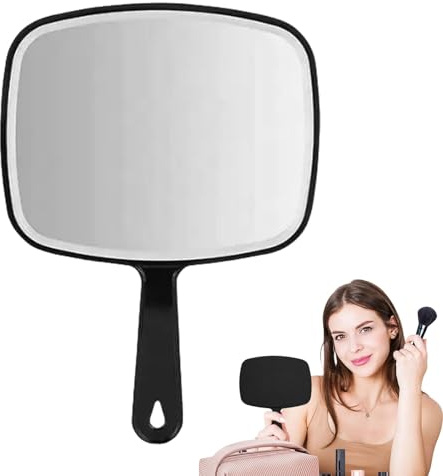 Genérico Espejo de Mano Grande, Espejo portátil con asa, Accesorios de Peluquero, Herramientas de Belleza para Estilista