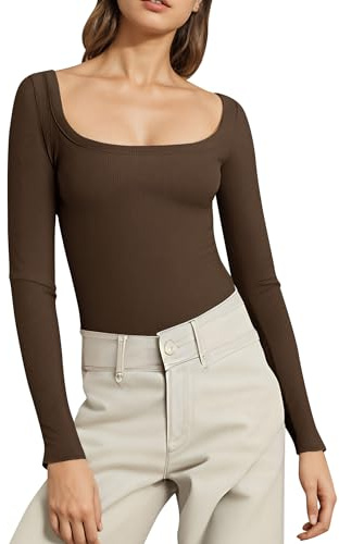 AGYMNX Camiseta de manga larga con hombros descubiertos para mujer, corte ajustado, Y2K, top de manga larga, camiseta elegante, camiseta recortada, sexy, elástica, camisetas esthetic, adolescentes,