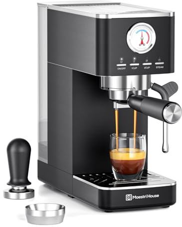 Maestri House Slim Espresso Machine with Milk Frother, 20 Bar Italian Pump