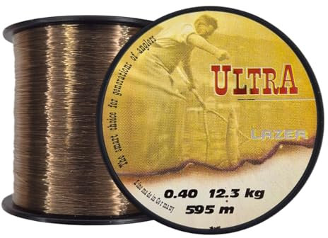 LAZER LINE ULTRA Carp Monofil Angelschnur 595m DIA 0,40mm Test 12,3kg Karpfenangeln Schnur - Karpfen Angeln - Grundangeln - Monofilament Angelsehne - Nylonfaden Vorfach – Vorfachschnur - Method Feeder