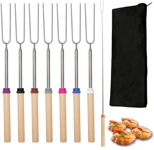 Fine jade2 pinchos telescópicos para barbacoa varillas de barbacoa de malvavisco Adecuado para Barbacoa, Hoguera, Camping, Picnic, Fiesta