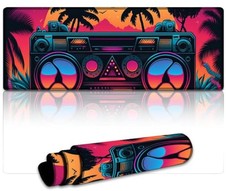 LLONGKT Neon Radio Mouse Mat Long XL Mouse Pads (30x80x0.3cm) Large Desk Pad with Non-Slip Rubber Base for Office & Home Computers,Laptop,Gaming