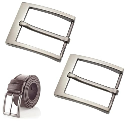 GNALIA Hebillas Cinturon Hombre 2 Unidades 40Mm Plata Metal Para Cinturones Clásicos Reemplazo