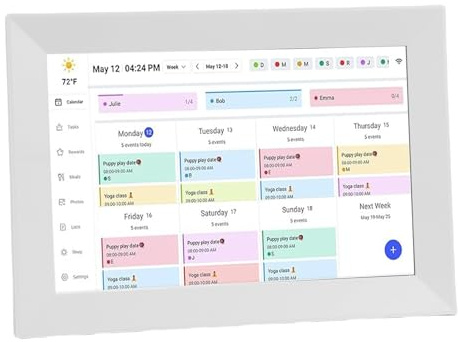 Cryfokt Calendario da Parete Elettronico HD Smart Touch Screen con Controllo WiFi Facile Pianificazione Familiare (Spina Europea)