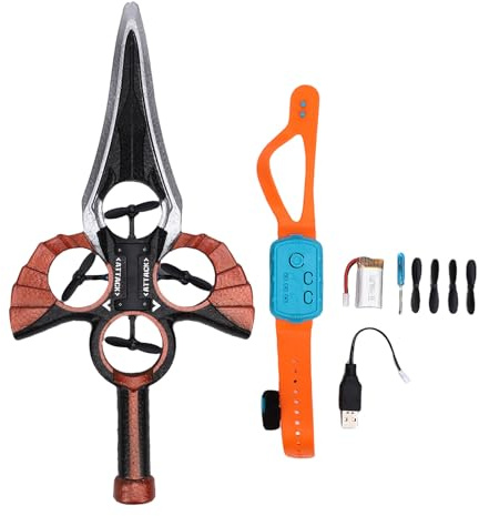 Dilwe Avion RC à Détection de Gestes, Planeur épée Volant télécommandé avec Lumières LED pour Enfants, Garçons et Filles (Laiton Antique)