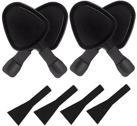 Sartén para raclette de 4 piezas, sartén para queso raclette de metal con espátula de nailon, parrilla triangular de repuesto para queso, postre, guarnición.