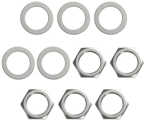 5 Set of 3/8 Guitar Jack Nut and Washer, Guitar Input Output Jack Socket Nut and Washer for Electric Guitars Bass All Types Sockets (Silver)