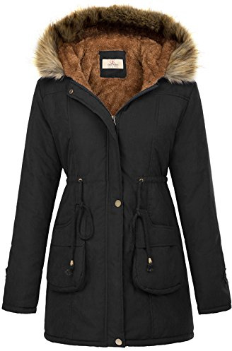 GRACE KARIN Winter Coats for Women Long Thicken Jacket Hooded Parka Coat Outwear XL Black