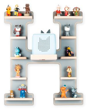 BOARTI das Original Kinder Regal Buchstabe H in Grau - geeignet für die Toniebox und ca. 48 Tonies - zum Spielen und Sammeln
