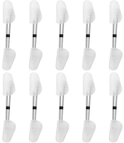 Taylor & Brown 10 Pairs of Plastic Shoe Trees Maintain Shape Shaper Shoes Footwear Stretcher Spiral Spring Transparent White Compatible for Men or Women Shoes