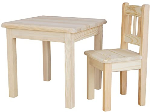 k koma Lekhage barnsittgrupp barnbord barnstol massiv furu trä ny (tall lakan)