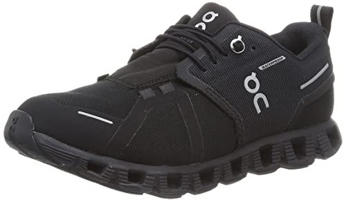 ON Womens Cloud 5 Wasserdichte Textil Synthetik Alle Schwarz Sneaker 7.5 UK