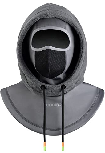 ROCKBROS Cagoule Polaire Homme Épais Hiver Balaclava Femme Chaud Coupe-Vent Mode Cache Cou Plastron Double Couche 2 en 1 Capuchon sous Casque pour Vélo Moto Ski Trottinette Gris
