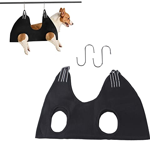 JVHLOV Hundepflege Hängematte, Haustier Hund Fellpflege Hängematte Geschirr für Katzen & Hunde, Hängematte für Hunde mit 2 Haken in S-Form, Atmungsaktive Hängegeschirr für Nageltrimmen, Fellpflege