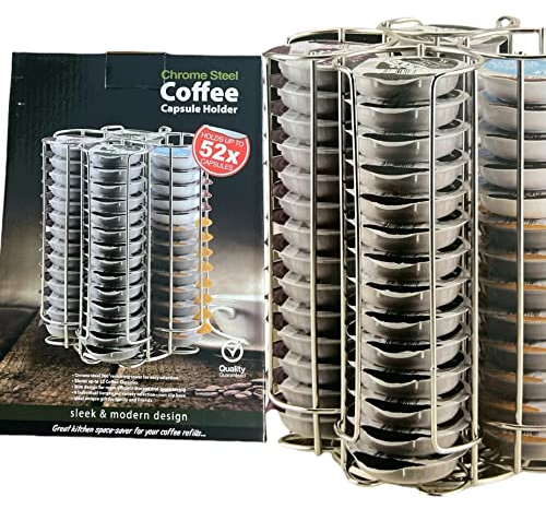 Quailitas Coffee Capsule Holder [52 pcs] For Tassimo Coffee Pod Rack for Kitchen, Rotating Coffee Capsule Stand, T-Disc Space-Saving Coffee and Milk Pod Organizer – Coffee Machine Accessories