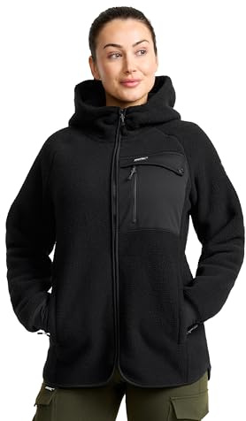 RevolutionRace Sherpa Hoodie für Damen, Outdoor Fleecejacken perfekt für Wanderungen und Outdoor-Abenteuer, Caviar, XS