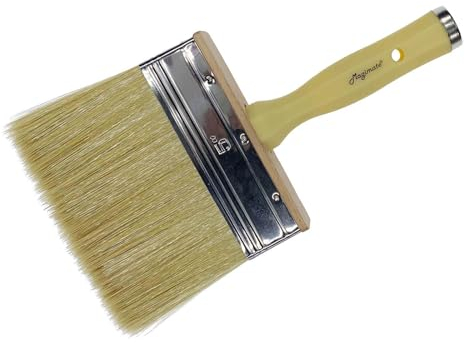 Magimate Deck Shed Fence Paint Brush for Applying Stain, 5-inch Medium Size Paint Brush for Walls Limewash Furniture Smooth Application, Handle Threaded for Attaching Extension