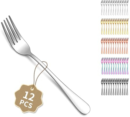 Berglander Set di forchette da tavola da 12pcs da 18cm, set di forchette da cena in acciaio inossidabile per casa, ristorante, pranzo quotidiano, facile da pulire e lavabile in lavastoviglie