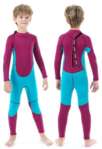 REALON Kids Full Wetsuit Toddler Boys Girls and Youth 2.5mm 3mm Neoprene Child Wet Suit Back Zipper Thermal Swimsuits for Diving Surfing Swimming Water Sprot