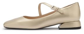 ILVI Bailarinas Mujeres Negro Cuero Mujer Bailarina, Cuero Genuino, dorado, 37 EU