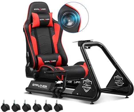 GTPLAYER Simulateur de Conduite, Siège de Simulation pour PC avec Haut-Parleurs, Support pour Volant et Pédalier